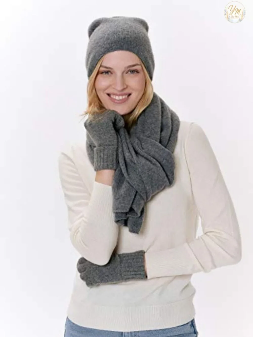 100% Cashmere Knitted Scarf for Women, Extra Warm Winter Wrap